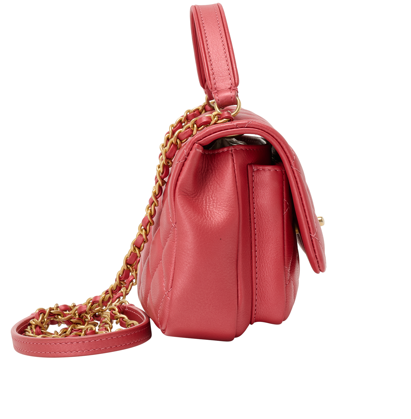 Mini Business Affinity Top Handle, &pound;3,100, Handbags, Red, Lambskin Leather, Side view